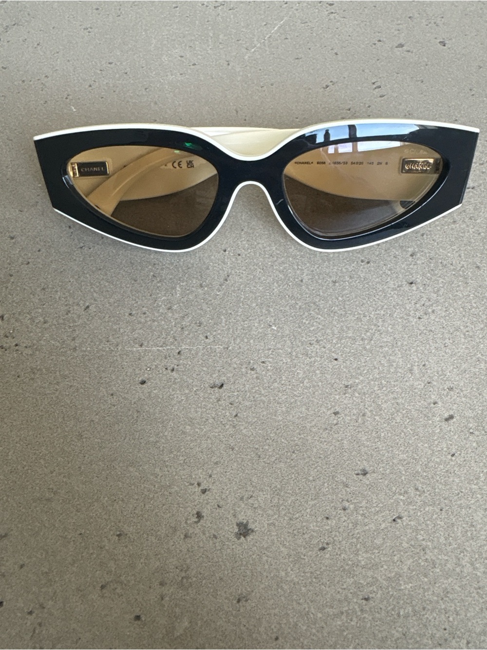Black and White Cat Eye Sunglasses - Chanel